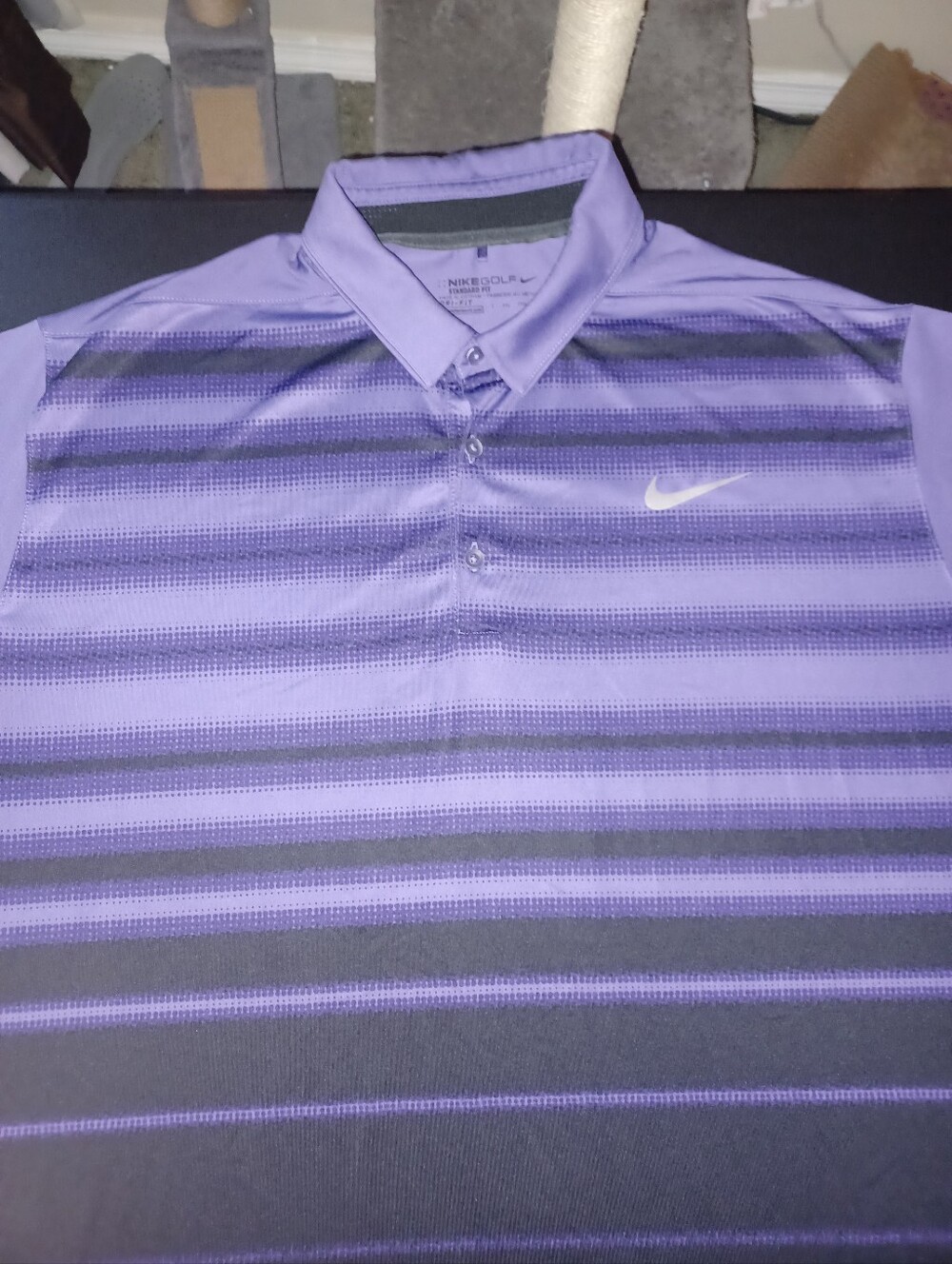 Nike Dri-fit Polo Golf Shirt Big Mans Size 2XL Purple And Black 2X Super Soft !!